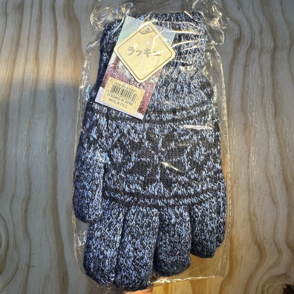 Lucky Blue Nordic Knit Winter Gloves Snowflake Pattern X10007 Unisex NWT